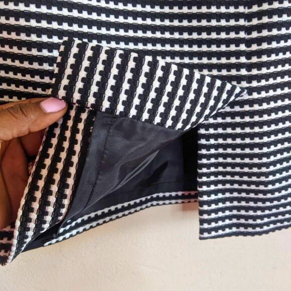 Nine West Pencil Skirt Women's Size 8 Black White Textured Stretch Slim Fit - Picture 9 of 14